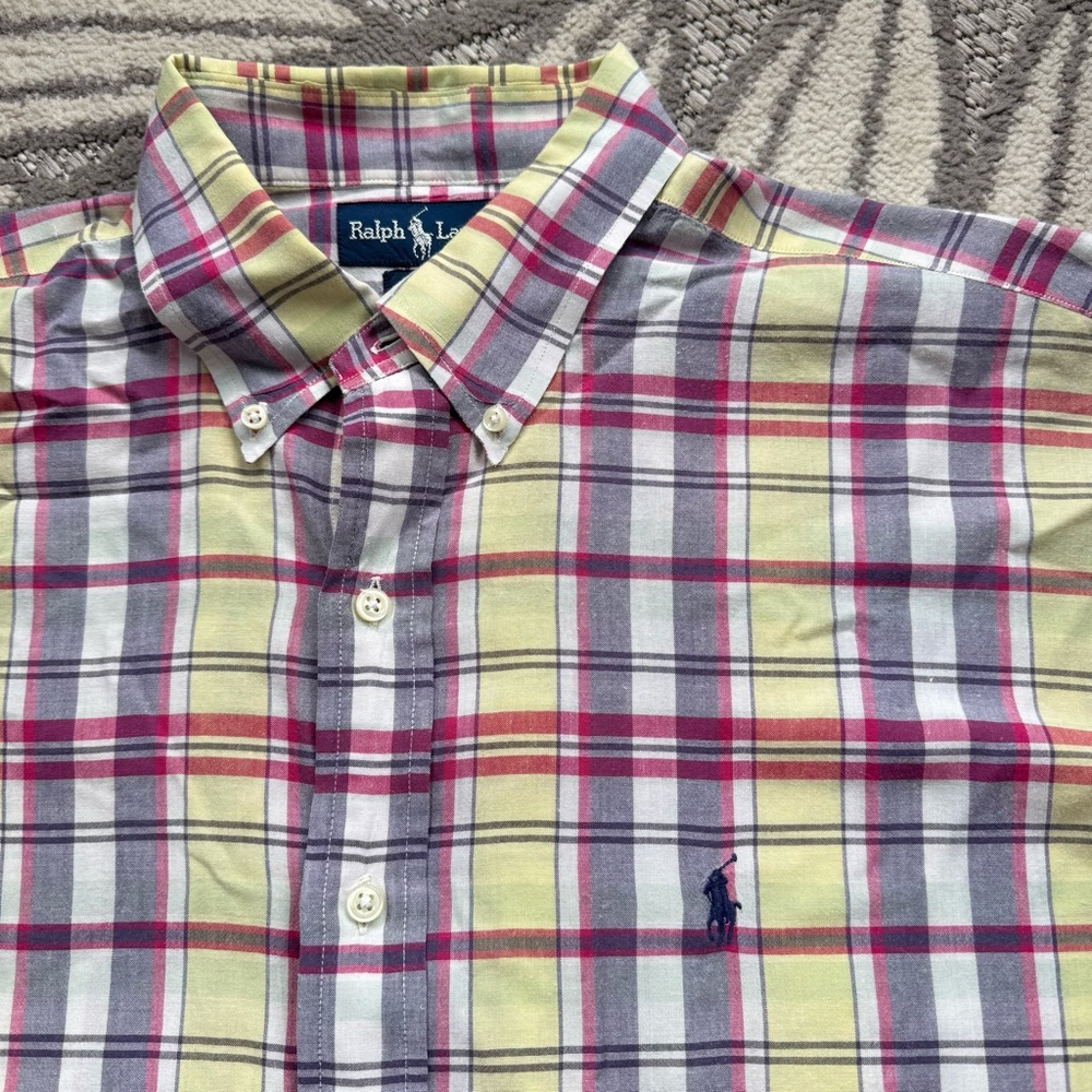 Ralph Lauren Men’s Blake 100% Cotton Short Sleeve Button Down Size XL Yellow